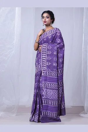 Unnati Silks Floral Pure Cotton Handloom Dabu Saree