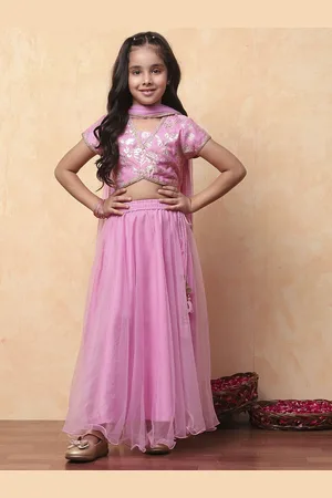 Biba Girls Floral Embroidered Ready to Wear Lehenga & Blouse With Dupatta