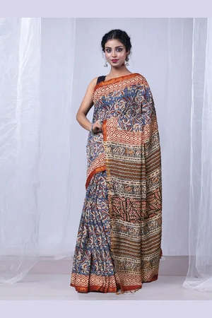 Unnati Silks Floral Zari Handloom Bagru Saree
