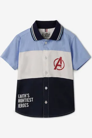 The Souled Store Boys Spread Collar Graphic Printed Cotton Casual Shirt