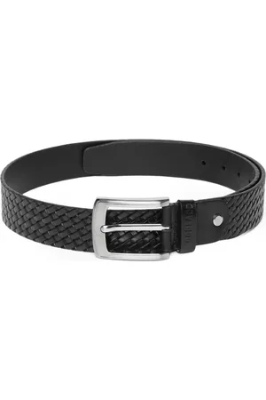Woodland Men Textured Leather Belt