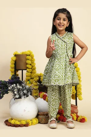 Cutiekins Girls Ethnic Motifs Printed Angrakha Kurta with Dhoti Pants