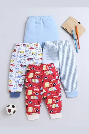 BUMZEE Infant Boys Pack Of 4 Printed Cotton Mid-Rise Joggers