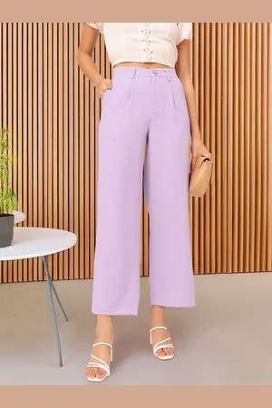 DressBerry Women Pleated Perfection Cropped Formal Trousers