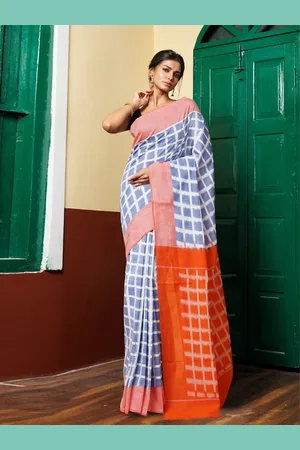 Unnati Silks Checked Pure Cotton Handloom Pochampally Saree
