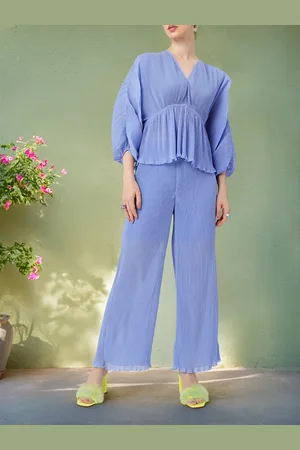 DressBerry Glam Kimono Elegance Accordion A-Line Top And Trousers Co-Ords