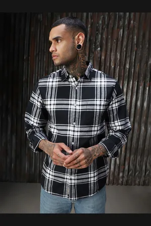 High Star Men Opaque Checked Flannel Casual Shirt