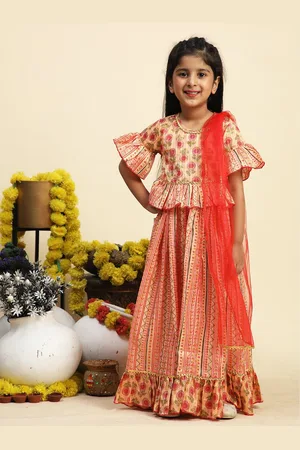 Cutiekins Girls Printed Ready to Wear Lehenga & Blouse With Dupatta
