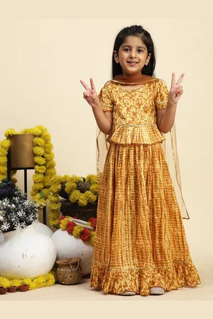 Cutiekins Girls Printed Ready to Wear Lehenga & Blouse With Dupatta