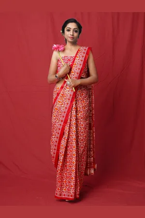 Unnati Silks Women Ethnic Motifs Pure Cotton Handloom Block Print Saree