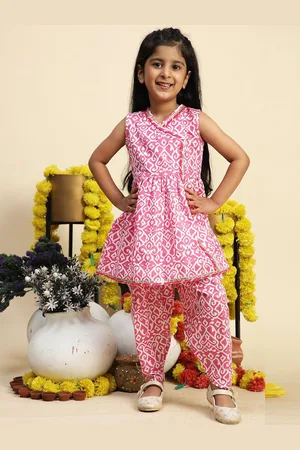Cutiekins Girls Ethnic Motifs Printed Angrakha Kurta with Dhoti Pants