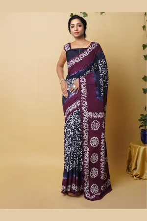 Unnati Silks Ethnic Motifs Pure Cotton Handloom Block Print Saree