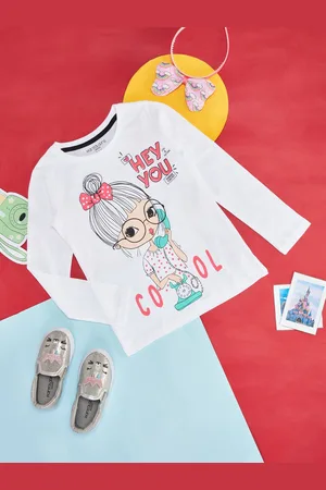 Pantaloons Girls Graphic Printed Long Sleeves Cotton T-shirt