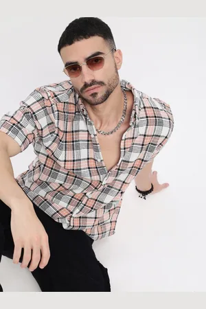 SHOWOFF Men Comfort Button-Down Collar Tartan Checked Cotton Slim Fit Casual Shirt