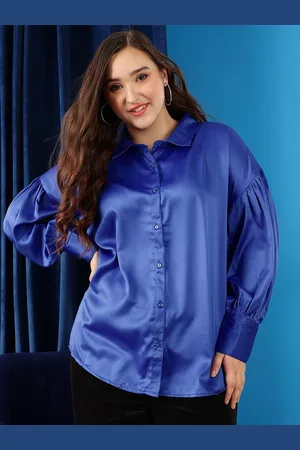 CURVY STREET Women Plus Size Comfort Spread Collar Solid Relaxed Fit Casual Shirt