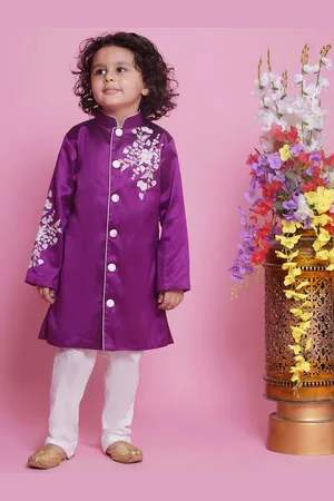 Little Bansi Boys Embroidered Long Sleeve Sherwani Set