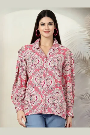 Pluss Women Standard Spread Collar Ethnic Motifs Printed Casual Shirt