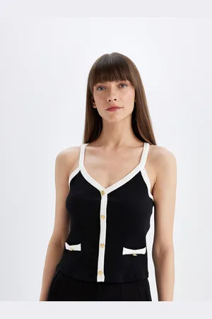 DeFacto Women Solid Shoulder Straps Cotton Top