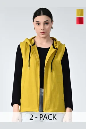 BAESD Women Pack Of 2 Lightweight Hooded Sleeveless Tailored Jacket