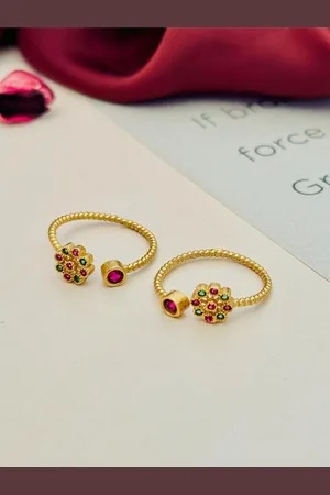 ABDESIGNS Gold-Plated American Diamond Toe Rings
