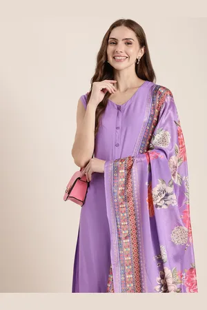 HERE&NOW Women Solid Regular Kurta with Trousers & With Dupatta