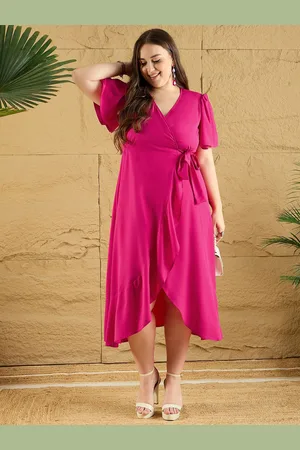 Berrylush Plus Size Flared Sleeve Wrap Maxi Dress