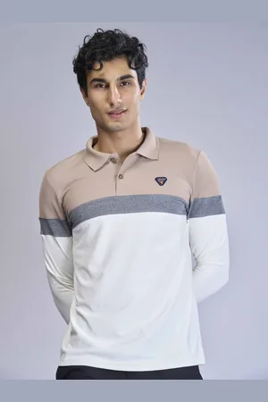 TECHNOSPORT Men Colourblocked Polo Collar UPF50 Slim Fit T-shirt