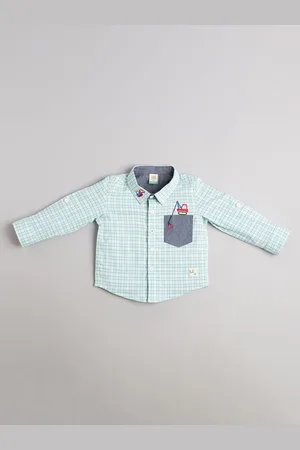 Ed-a-Mamma Boys Premium Cutaway Collar Gingham Checked Cotton Casual Shirt
