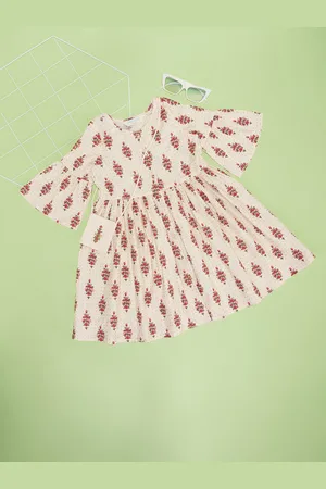 Pantaloons Girls Floral Printed Bell Sleeve Fit & Flare Dress