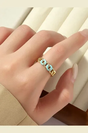Salty Forever Love 14KT Gold-Plated Diamond Stone Studded Adjustable Finger Ring