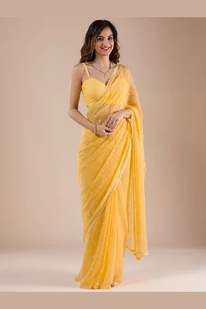 Koskii Embellished Ethnic Motif Embroidered Pure Chiffon Saree