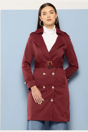 Chemistry Double-Breasted Longline Trench Coat with a Belt