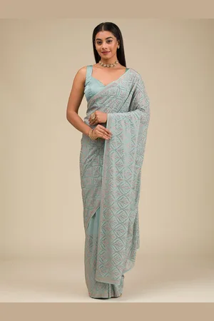 Koskii Beads and Stones Pure Georgette Saree