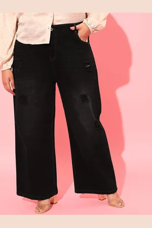 CURVY STREET Women Plus Size Flared High-Rise Mildly Distressed Rugged Denim Jeans