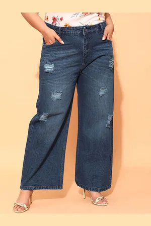CURVY STREET Women Pure cotton Comfort Flared High-Rise Low Distress Jeans