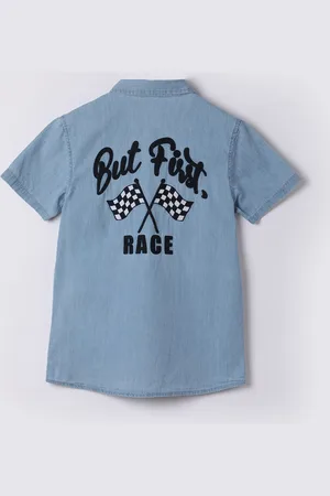 Lifestyle Boys Spread Collar Typography Printed Cotton Casual Shirt