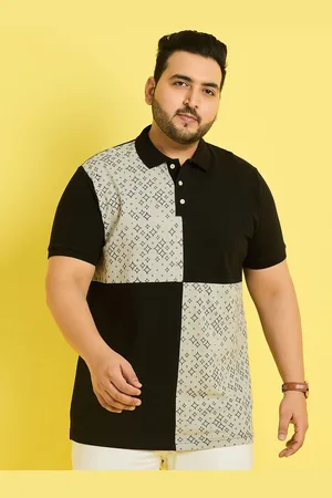 Bigbanana Plus Size Colorblocked Polo Collar Cotton T-shirt
