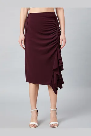 ATHENA Women Midi Skirt With Front Frill Detail