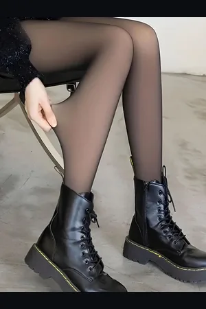 Hill Islands Women Dual Tone Winter Semi Sheer Stockings