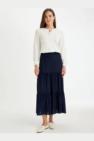 DeFacto Women Solid A-Line Midi Skirt