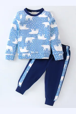 CrayonFlakes Girls Printed Round Neck Long Sleeves Pure Cotton Sweatshirt With Jogger