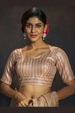 SALWAR STUDIO Women Woven Design Striped Padded Saree Blouse