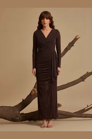 Kazo V-Neck Self Design Maxi Dress