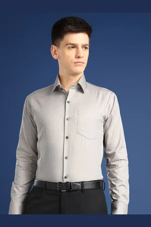 HANCOCK Men Premium Slim Fit Textured Egyptian Cotton Wrinkle Free Opaque Formal Shirt