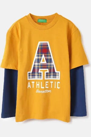 Benetton Boys Typography Printed Round Neck Pure Cotton Oversized T-Shirt