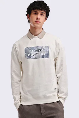 Flying Machine Men Brand Logo Printed Round Neck Cotton Pullover Sweatshirt