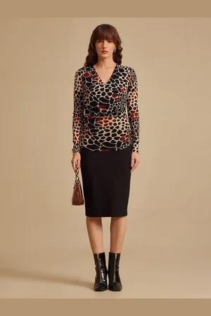 Kazo Women Animal Printed V-Neck Top