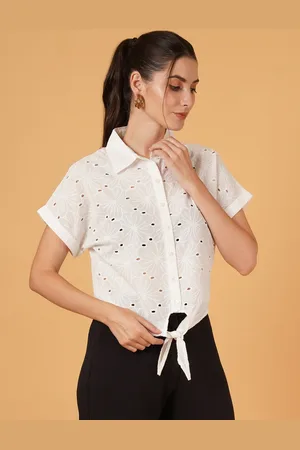 Mast & Harbour Women Floral Printed Shirt Collar Cotton Top