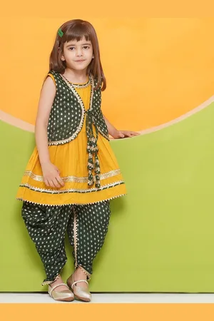 AJ DEZINES Girls Printed Regular Top with Dhoti Pants
