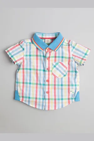 Ed-a-Mamma Boys Premium Cutaway Collar Gingham Checked Cotton Casual Shirt